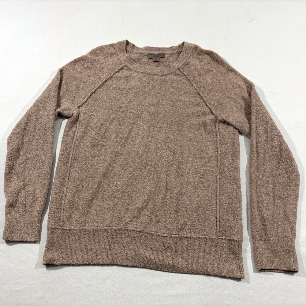 Barefoot Dreams Cozychic Lite Raglan Pullover Sweater Brown Sleepwear Relaxed XS